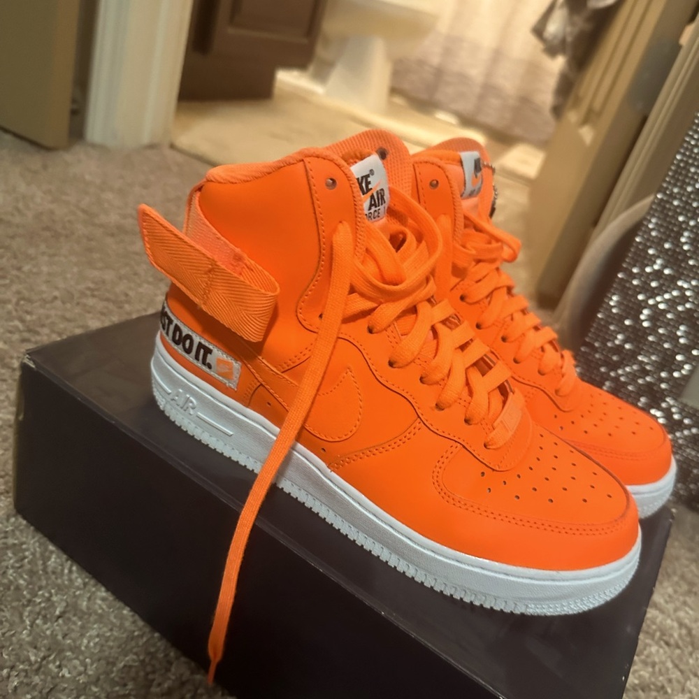 Nike high top Air Force ones. JUST DO IT EDITION